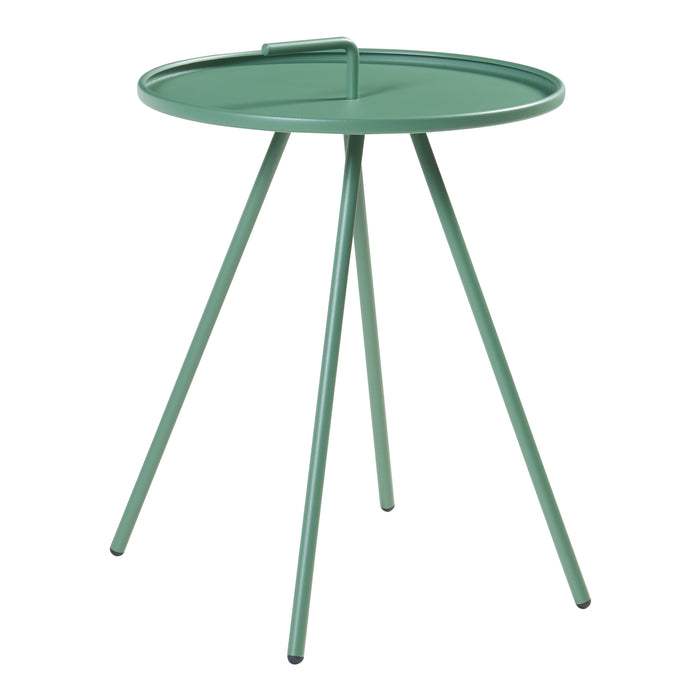 Tavolino da Giardino Fosen in Acciaio Piano con Maniglia Centrale - Verde [en.casa]