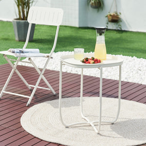 Tavolino Sandefjord con Vassoio Quadrato Rimovibile - Bianco [en.casa]