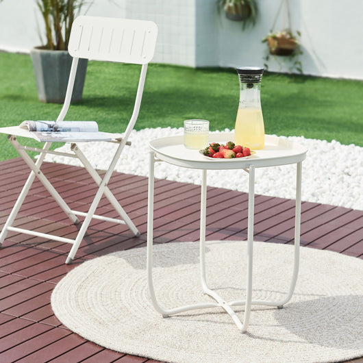 Tavolino Sandefjord con Vassoio Quadrato Rimovibile - Bianco [en.casa]