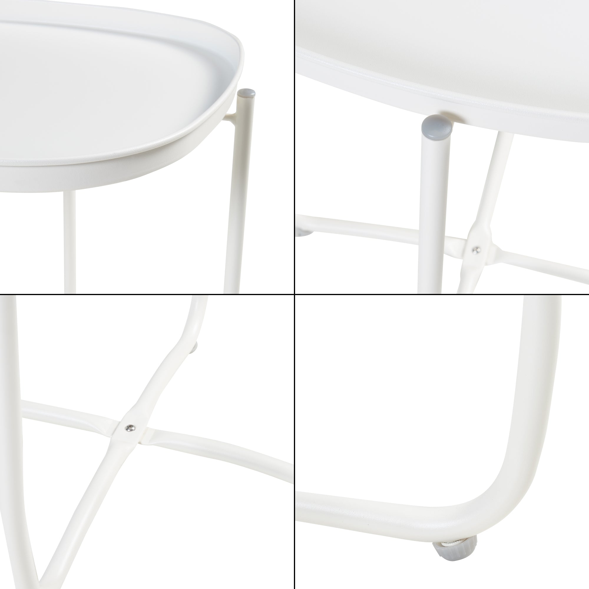 Tavolino Sandefjord con Vassoio Quadrato Rimovibile - Bianco [en.casa]