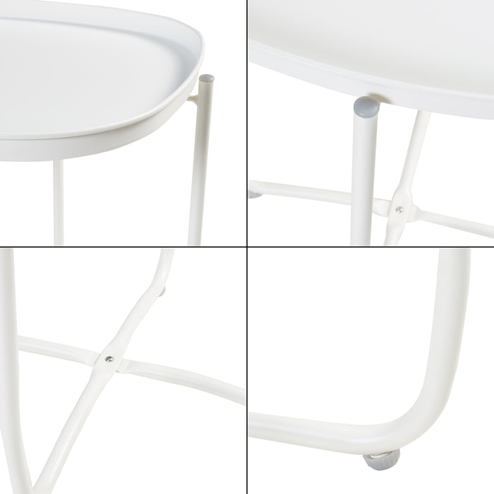 Tavolino Sandefjord con Vassoio Quadrato Rimovibile - Bianco [en.casa]