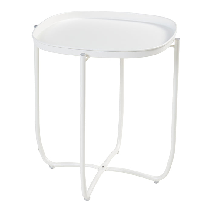 Tavolino Sandefjord con Vassoio Quadrato Rimovibile - Bianco [en.casa]