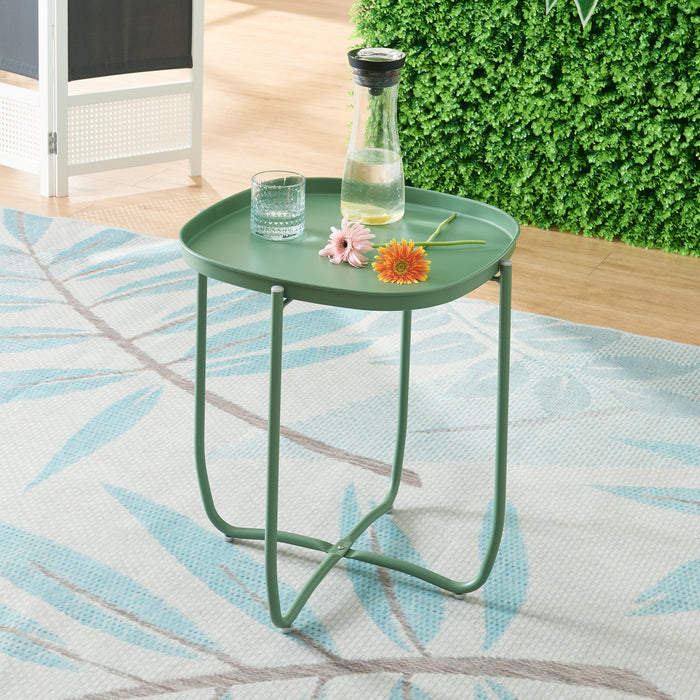Tavolino Sandefjord con Vassoio Quadrato Rimovibile - Verde [en.casa]