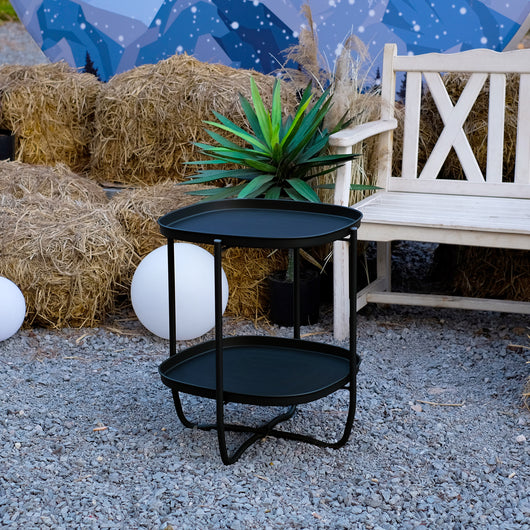 Tavolino Sandefjord con 2 Vassoi Quadrati Rimovibili - Nero [en.casa]