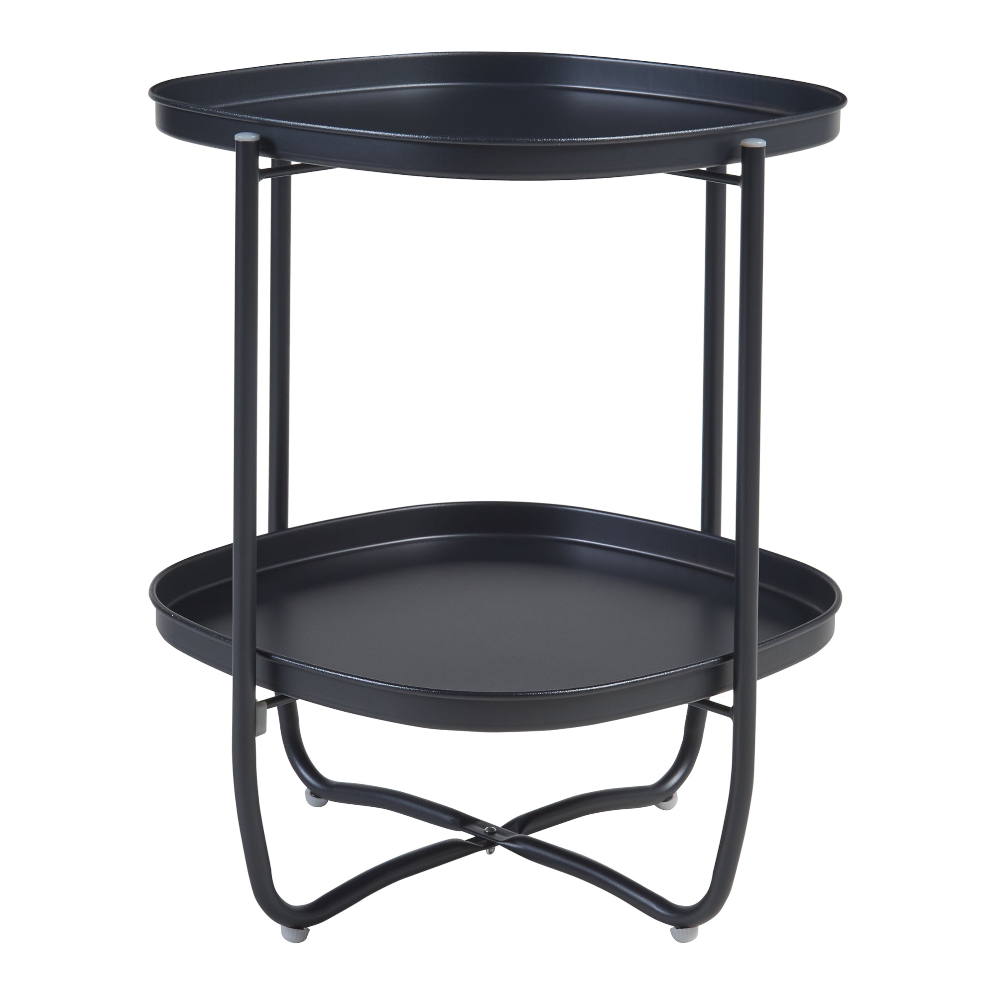 Tavolino Sandefjord con 2 Vassoi Quadrati Rimovibili - Nero [en.casa]