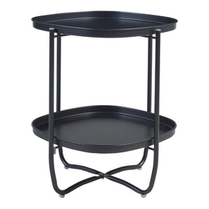 Tavolino Sandefjord con 2 Vassoi Quadrati Rimovibili - Nero [en.casa]