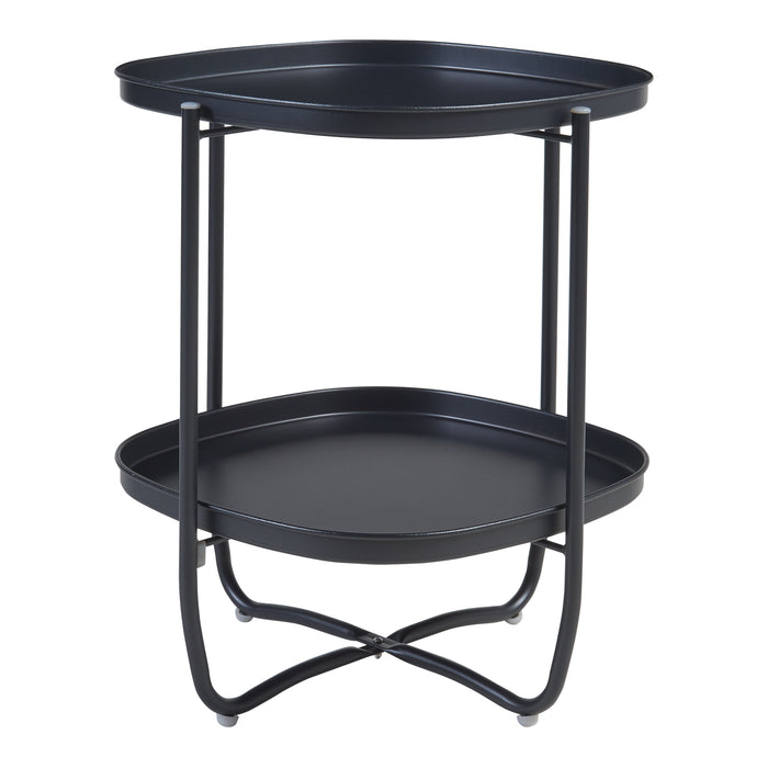 Tavolino Sandefjord con 2 Vassoi Quadrati Rimovibili - Nero [en.casa]