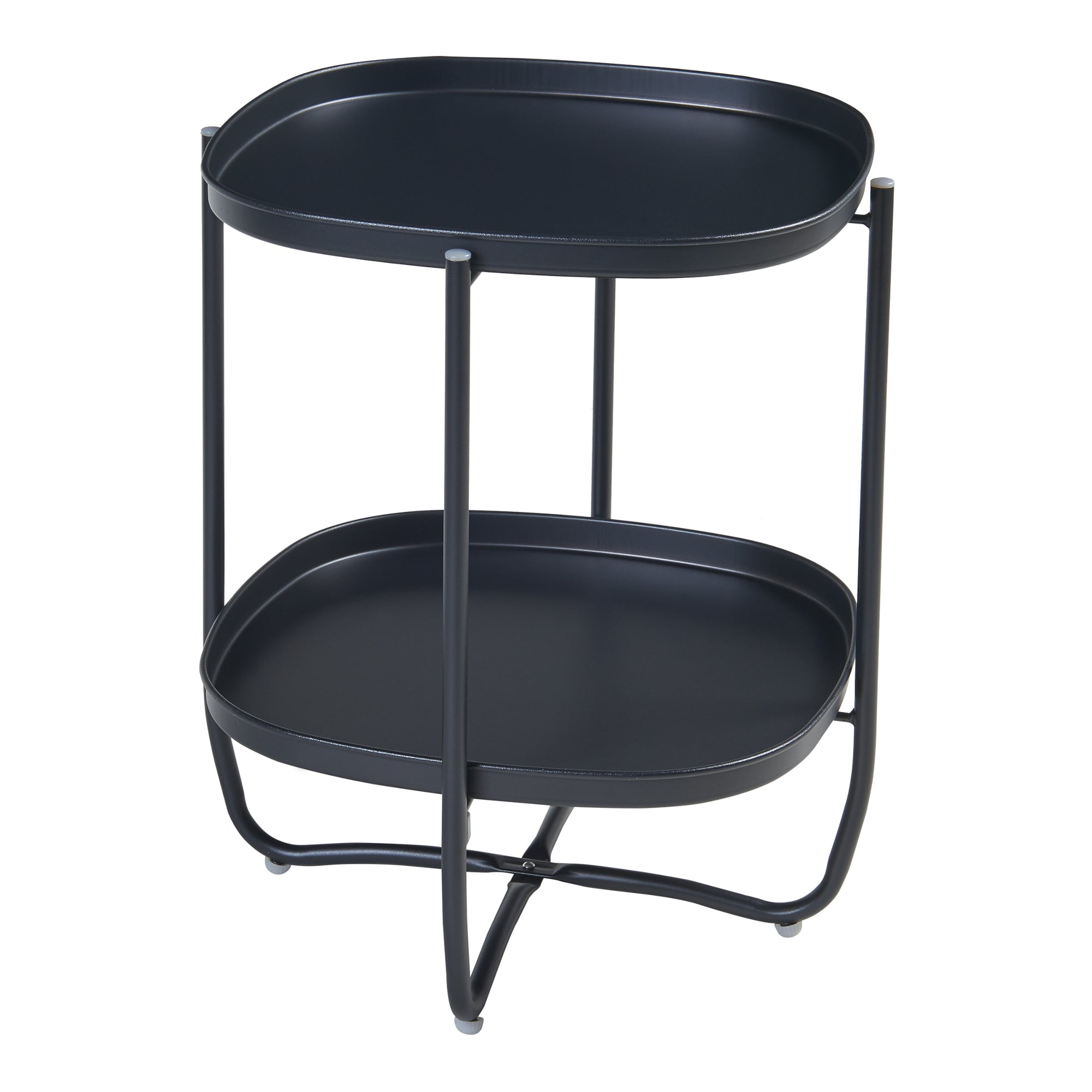 Tavolino Sandefjord con 2 Vassoi Quadrati Rimovibili - Nero [en.casa]