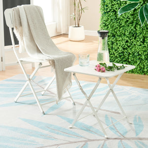 Tavolino Pieghevole Vegårshei da Giardino in Acciaio - Bianco [en.casa]