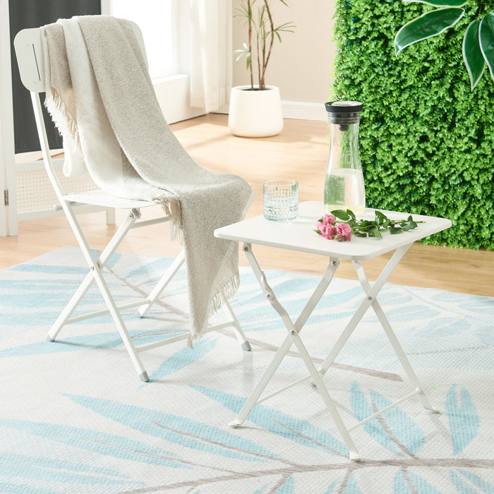 Tavolino Pieghevole Vegårshei da Giardino in Acciaio - Bianco [en.casa]