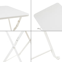 Tavolino Pieghevole Vegårshei da Giardino in Acciaio - Bianco [en.casa]