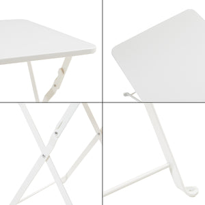 Tavolino Pieghevole Vegårshei da Giardino in Acciaio - Bianco [en.casa]
