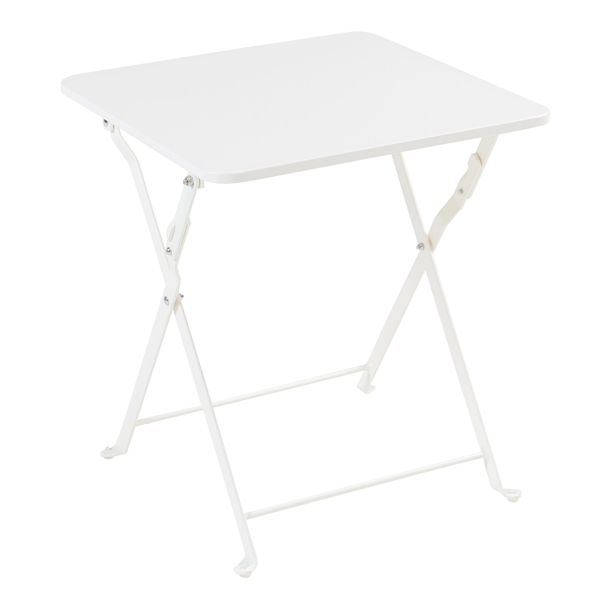 Tavolino Pieghevole Vegårshei da Giardino in Acciaio - Bianco [en.casa]