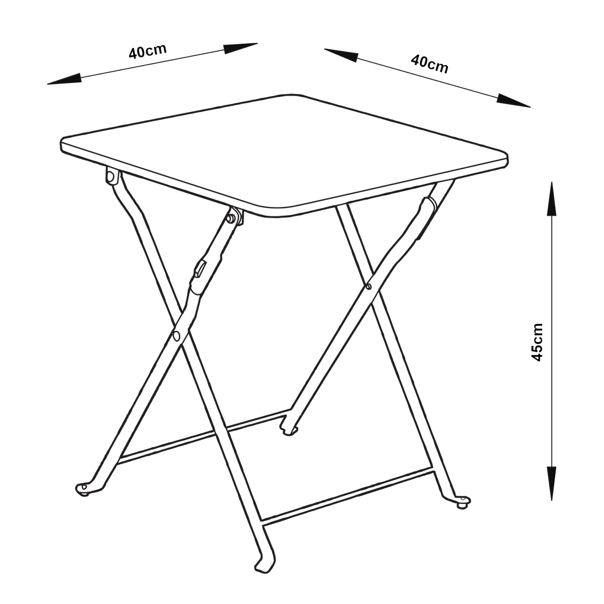 Tavolino Pieghevole Vegårshei da Giardino in Acciaio - Nero [en.casa]