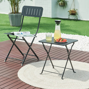 Tavolino Pieghevole Vegårshei da Giardino in Acciaio - Nero [en.casa]