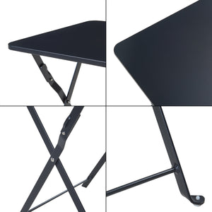 Tavolino Pieghevole Vegårshei da Giardino in Acciaio - Nero [en.casa]