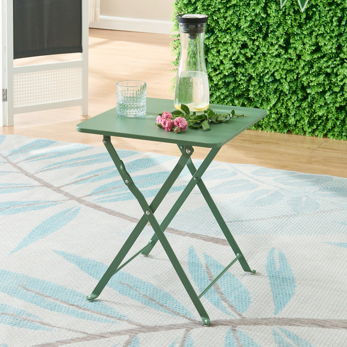 Tavolino Pieghevole Vegårshei da Giardino in Acciaio - Verde [en.casa]