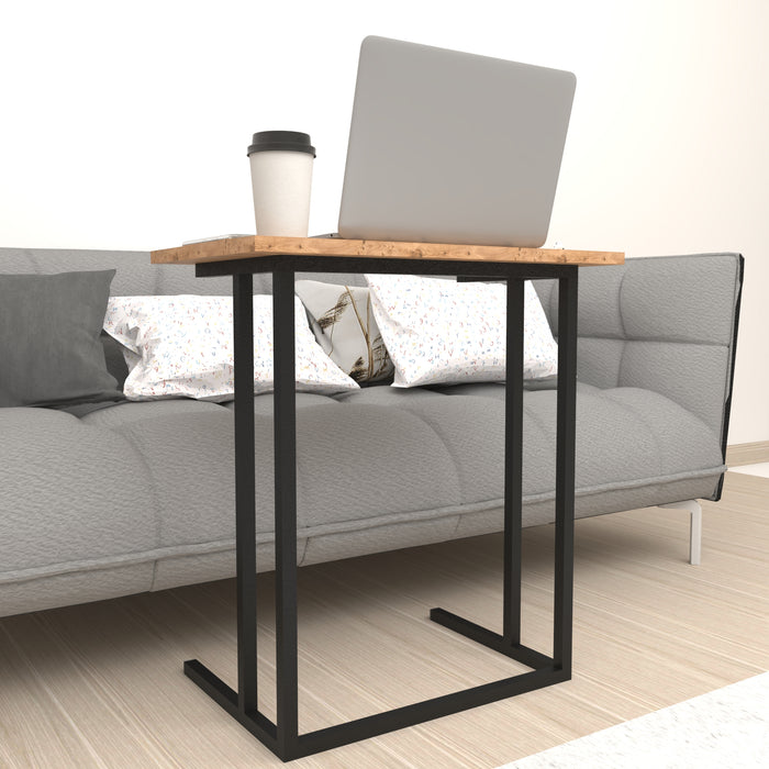 Tavolino Laterale 'Högsby' Tavolino Basso con Piano di Appoggio per Notebook Consolle da Divano - Effetto Rovere