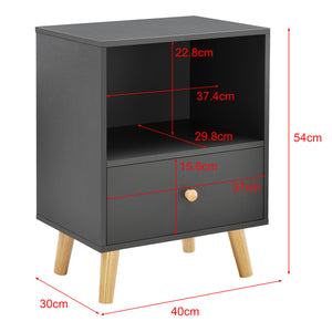 Comodino Sundsvall con Cassetto - Grigio Scuro [en.casa]