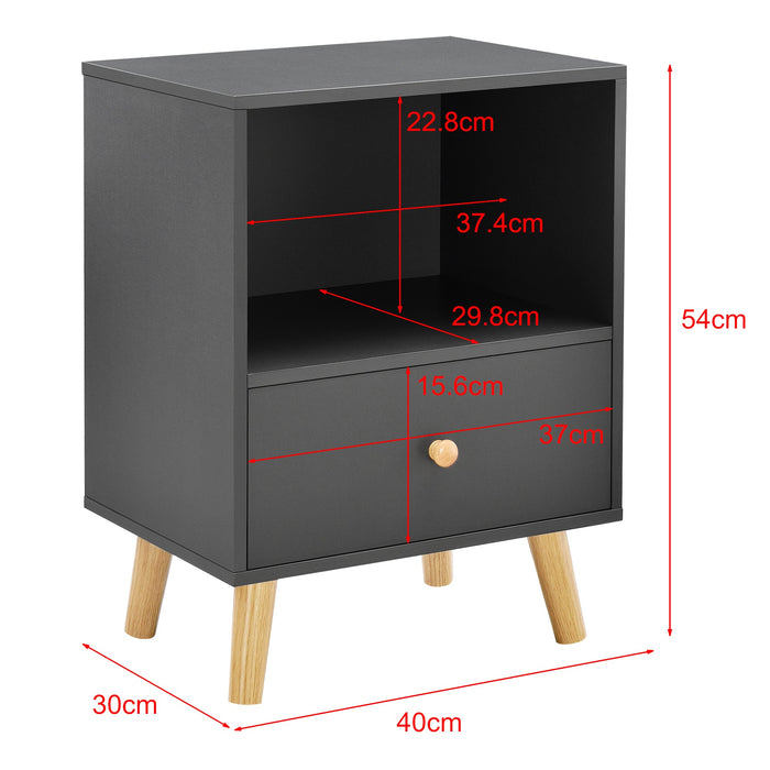 Comodino con cassetto 54 x 40 x 30 cm grigio scuro 03_0008690