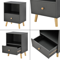 Set di 2 Comodini Sundsvall con Cassetto e Scomparto - Grigio scuro [en.casa]