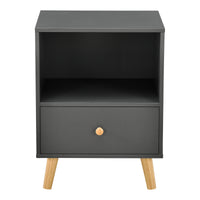 Set di 2 Comodini Sundsvall con Cassetto e Scomparto - Grigio scuro [en.casa]