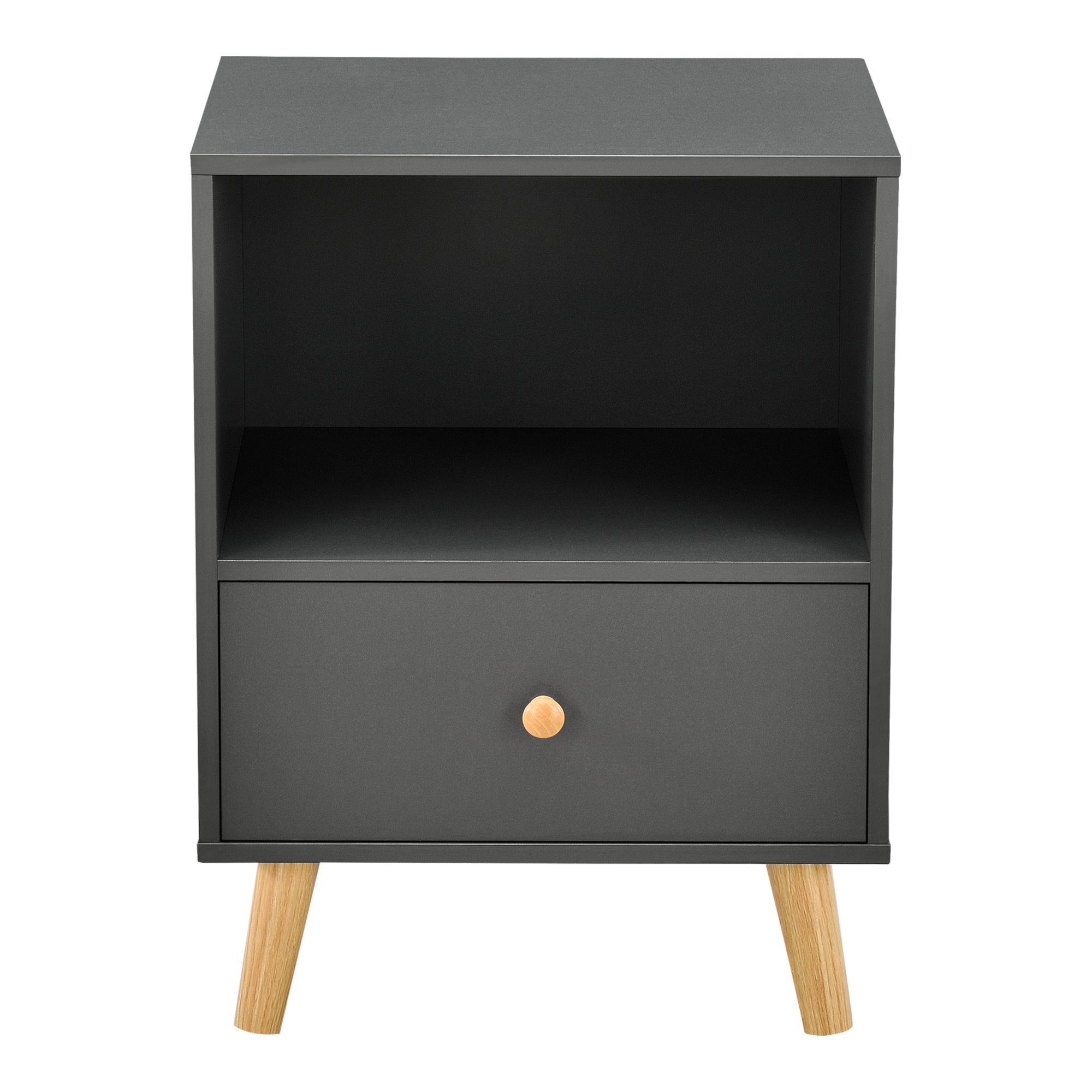 Set di 2 Comodini Sundsvall con Cassetto e Scomparto - Grigio scuro [en.casa]