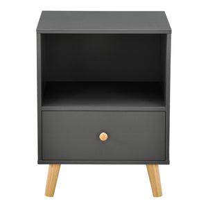 Set di 2 Comodini Sundsvall con Cassetto e Scomparto - Grigio scuro [en.casa]