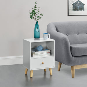 Set di 2 Comodini Sundsvall con Cassetto e Scomparto - Bianco [en.casa]