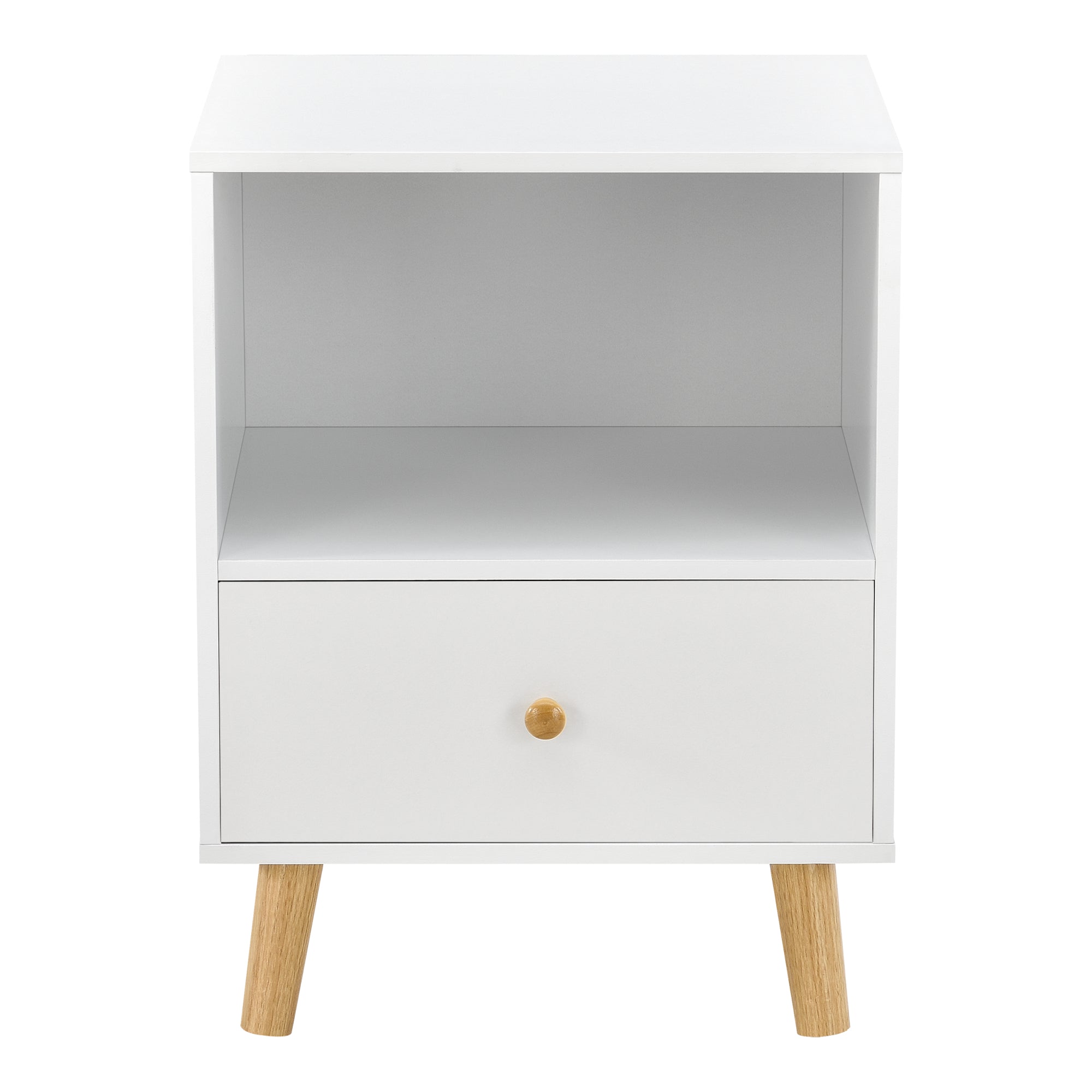 Set di 2 Comodini Sundsvall con Cassetto e Scomparto - Bianco [en.casa]