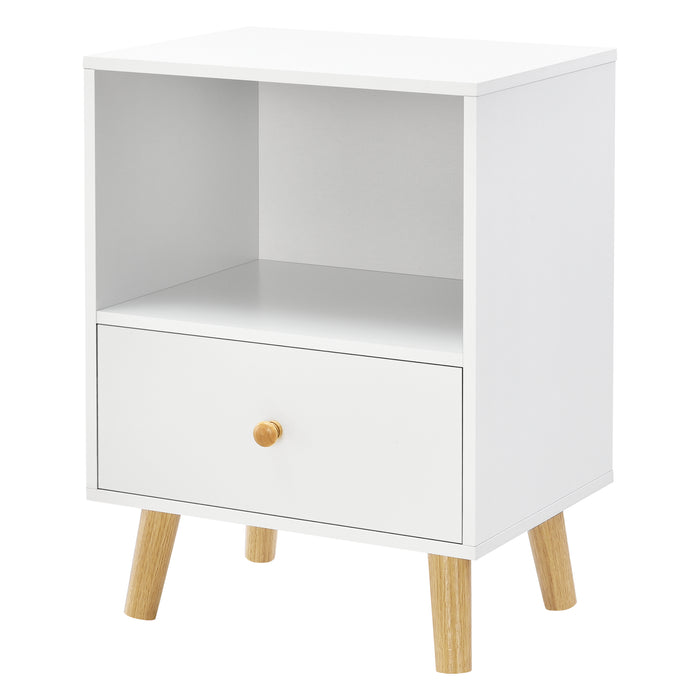 Comodino Sundsvall con Cassetto - Bianco [en.casa]