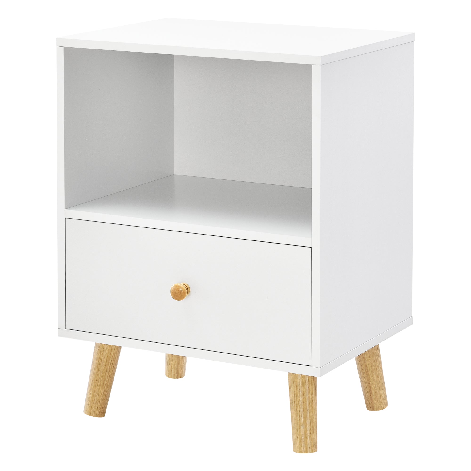 Set di 2 Comodini Sundsvall con Cassetto e Scomparto - Bianco [en.casa]