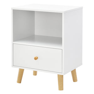 Set di 2 Comodini Sundsvall con Cassetto e Scomparto - Bianco [en.casa]