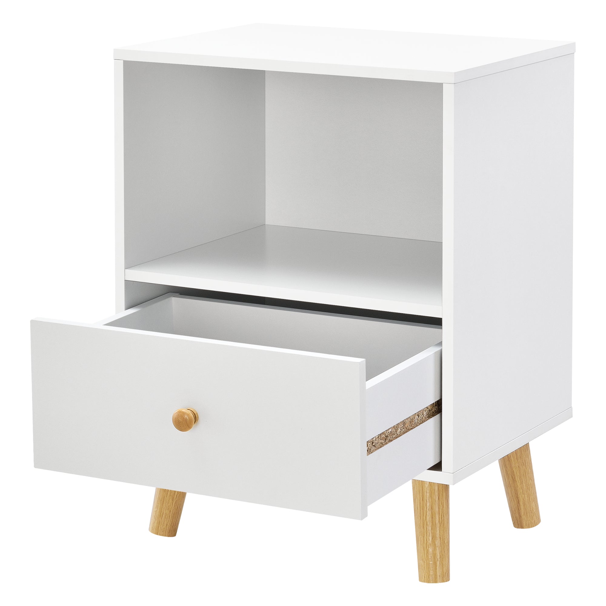 Comodino Sundsvall con Cassetto - Bianco [en.casa]