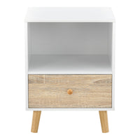 Comodino con cassetto 54 x 40 x 30 cm effetto rovere bianco 03_0008689