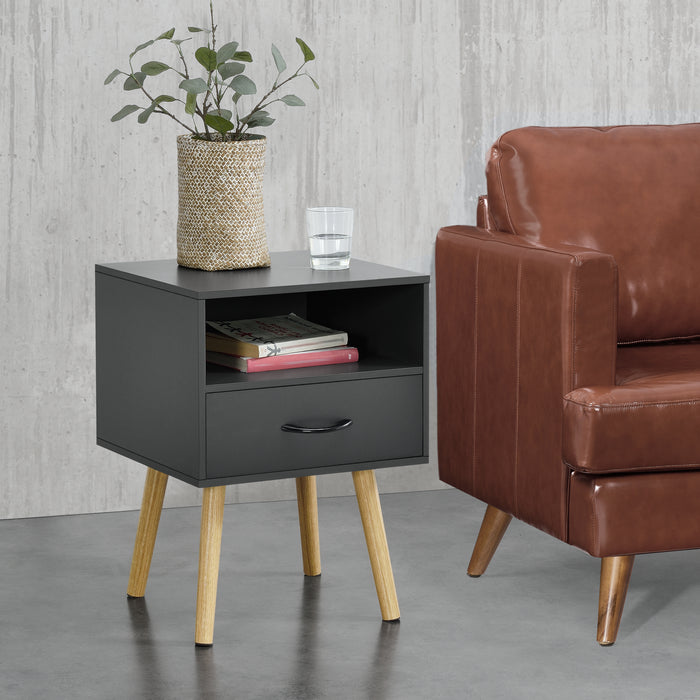 Set Gävle di 2 Comodini con Cassetto e Scomparto - Grigio Scuro [en.casa]