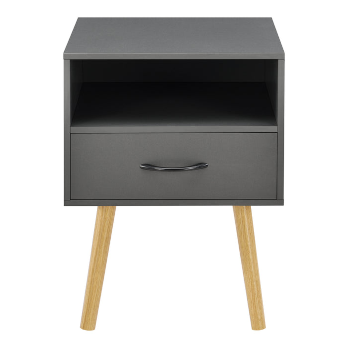 Set Gävle di 2 Comodini con Cassetto e Scomparto - Grigio Scuro [en.casa]