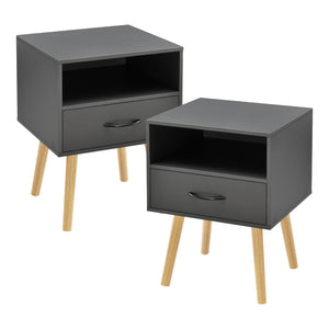 Set Gävle di 2 Comodini con Cassetto e Scomparto - Grigio Scuro [en.casa]