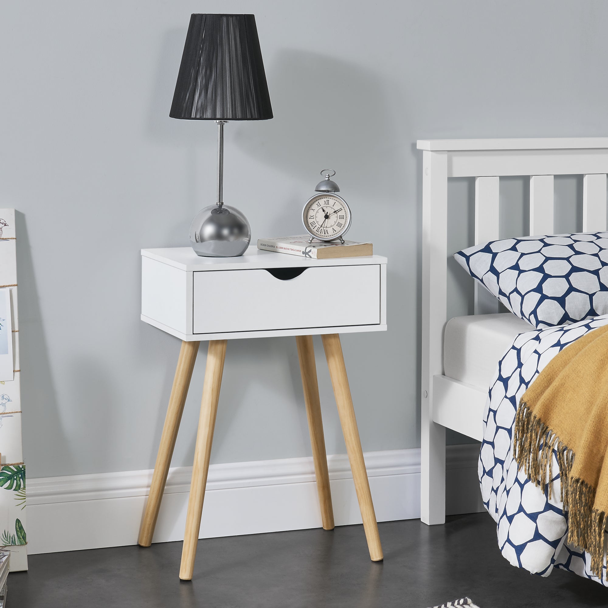 Set Östersund di 2 Comodini con Cassetto - Bianco [en.casa]