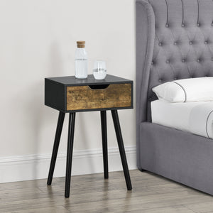 Set Östersund di 2 Comodini con Cassetto - Nero / Effetto Legno Scuro [en.casa]