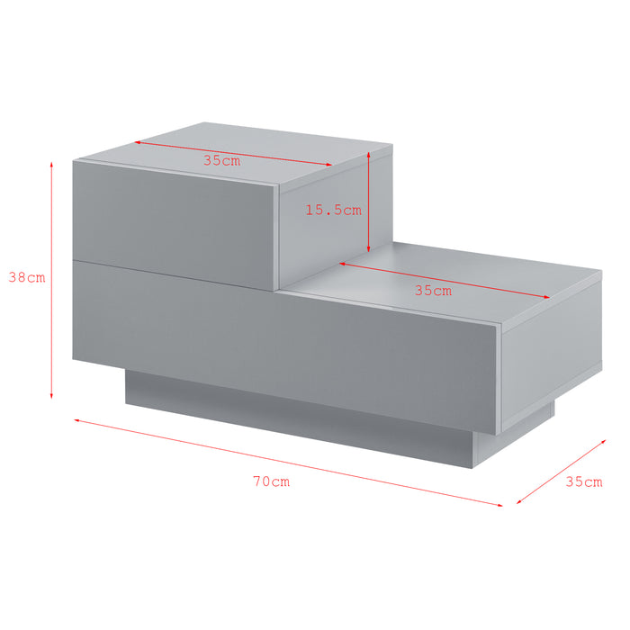 Comodino da Notte a 2 Cassetti 38 x 70 x 35 cm Cassettiera e Portaoggetti Mobile da Divano/Letto Posizione a Sinistra -
