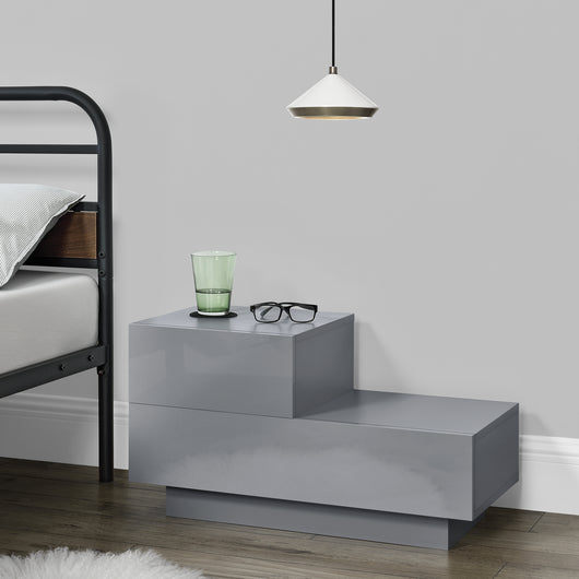 Comodino da Notte a 2 Cassetti 38 x 70 x 35 cm Cassettiera e Portaoggetti Mobile da Divano/Letto Posizione a Sinistra -