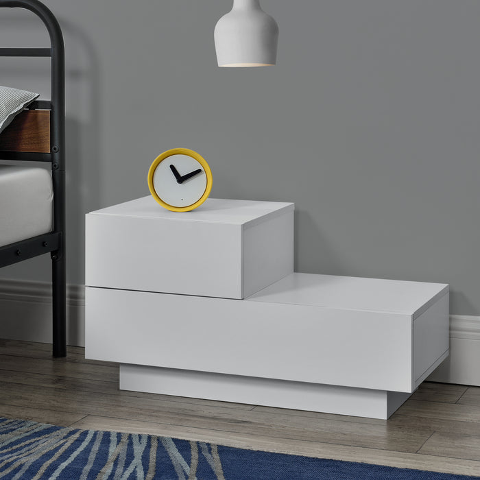 Comodino da Notte a 2 Cassetti 38 x 70 x 35 cm Cassettiera e Portaoggetti Mobile da Divano/Letto Posizione a Sinistra -