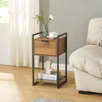 Comodino Namsskogan Nero / Effetto Legno Intarsiato color Noce [en.casa]