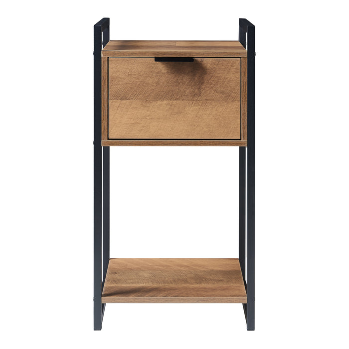 Comodino Namsskogan Nero / Effetto Legno Intarsiato color Noce [en.casa]