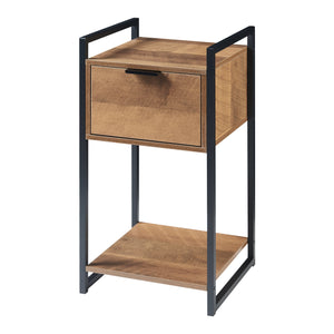 Comodino Namsskogan Nero / Effetto Legno Intarsiato color Noce [en.casa]