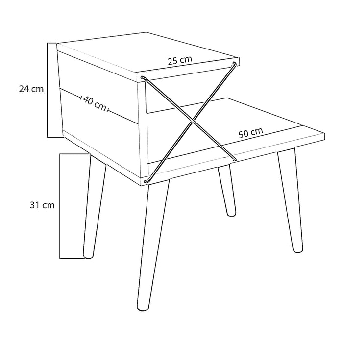 Tavolino Basso da Divano Bergen con 2 Piani - Effetto Legno [en.casa]