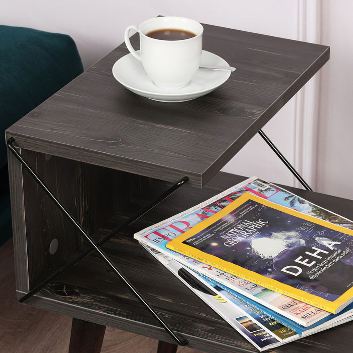 Tavolino Basso da Divano Bergen con 2 Piani - Antracite [en.casa]