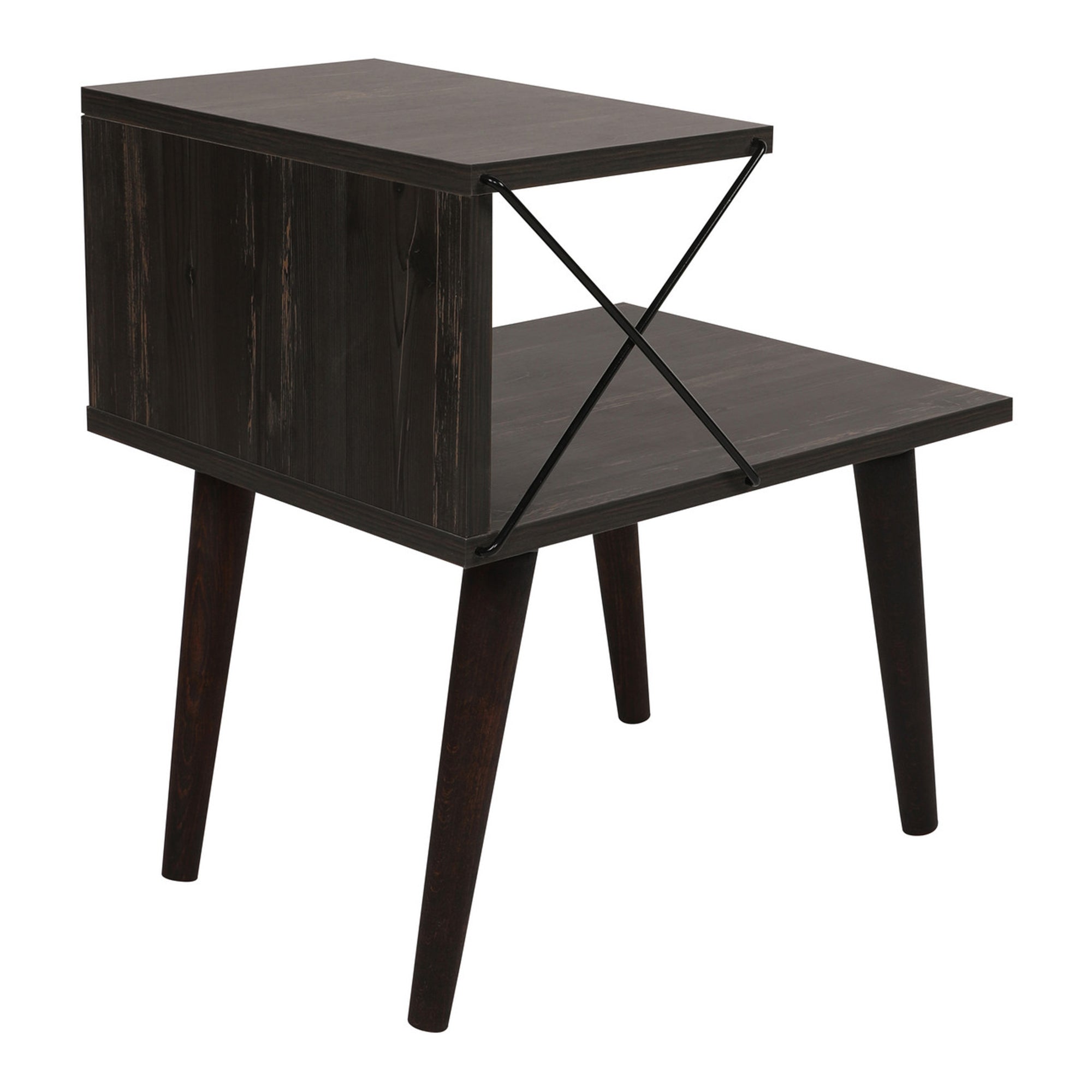 Tavolino Basso da Divano Bergen con 2 Piani - Antracite [en.casa]