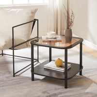 Tavolino Latama a Piano Quadrato in Vetro Fumé Bronzo - Nero [en.casa]